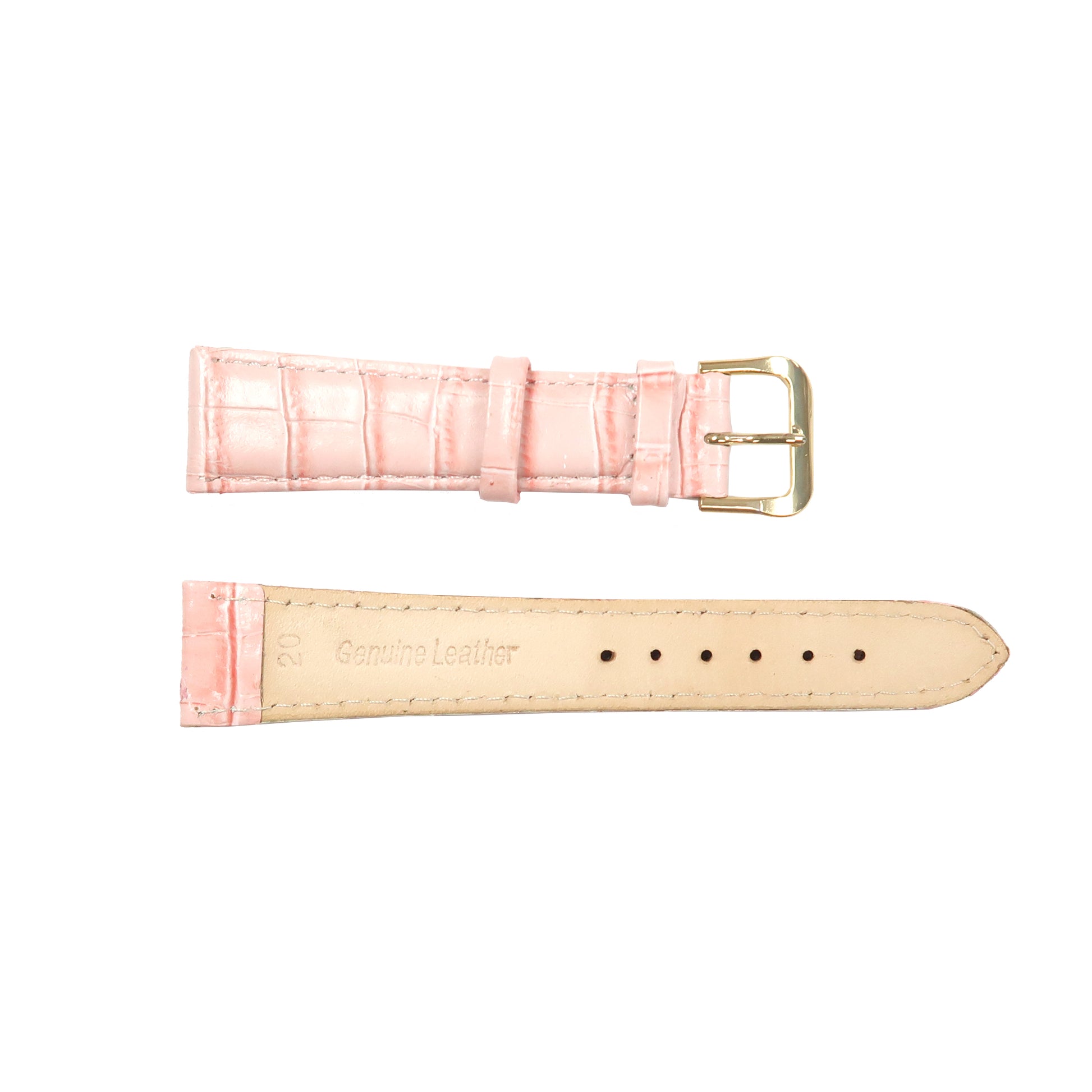 Genuine Leather Watch Band 16-20mm Padded Alligator Grain Stitched Golden Black Blue Green Pink - Universal Jewelers & Watch Tools Inc. 