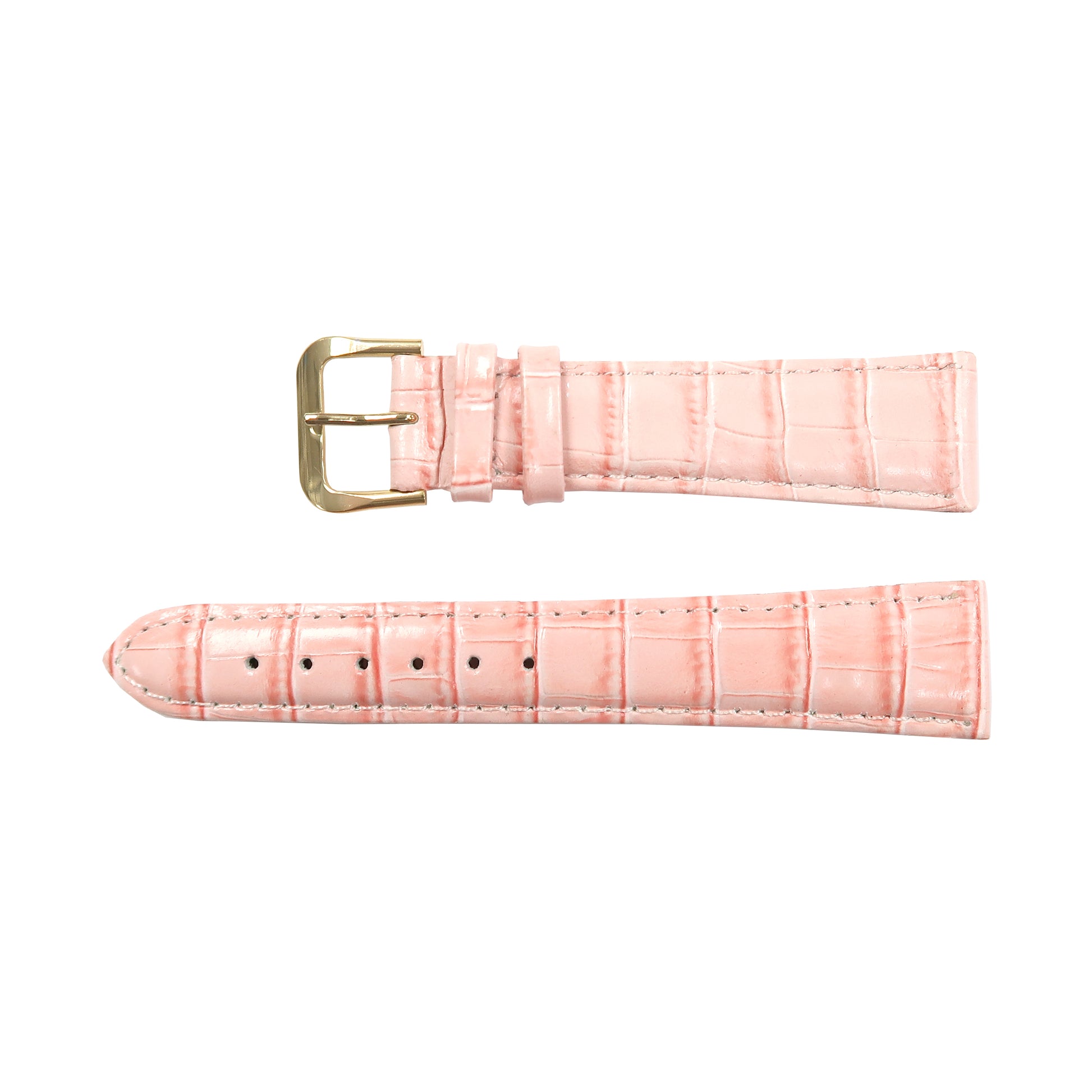 Genuine Leather Watch Band 16-20mm Padded Alligator Grain Stitched Golden Black Blue Green Pink - Universal Jewelers & Watch Tools Inc. 
