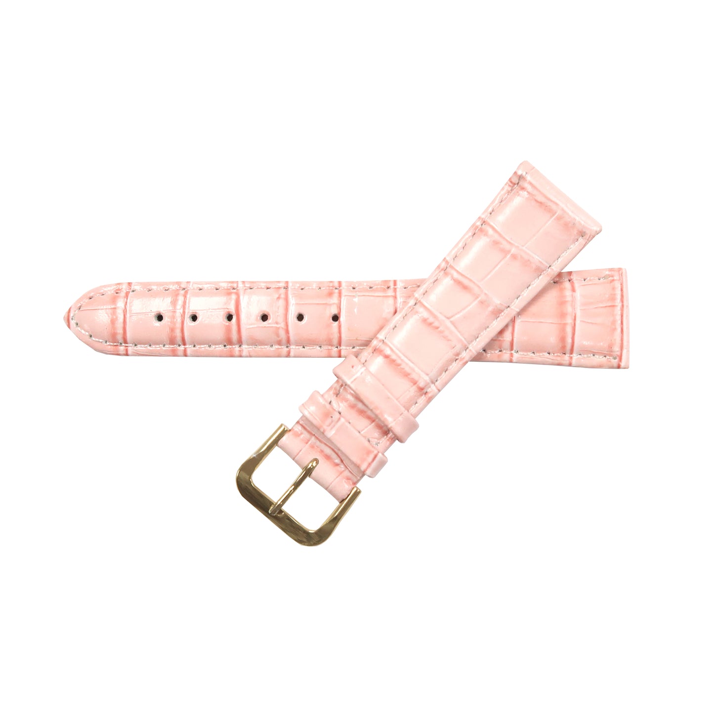 Genuine Leather Watch Band 16-20mm Padded Alligator Grain Stitched Golden Black Blue Green Pink - Universal Jewelers & Watch Tools Inc. 