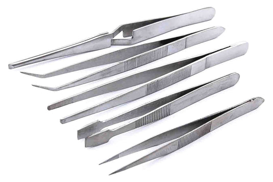 STAINLESS  STEEL TWEEZERS 5PCS SET - Universal Jewelers & Watch Tools Inc. 