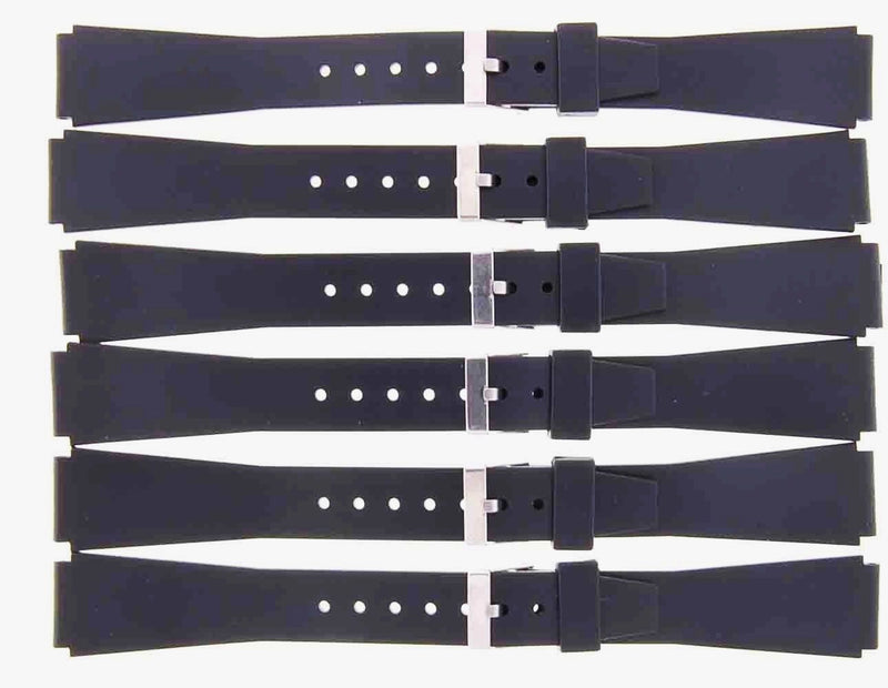 Load image into Gallery viewer, LOT OF 6PCS. PVC PLASTIC WATCH BANDS BLACK 18MM FIT CASIO WATCHES - Universal Jewelers &amp; Watch Tools Inc. 
