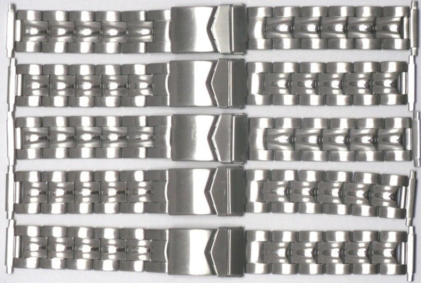 LOT OF 5PCS.WATCH BANDS SPAIDEL SILVER-TONE STAINLESS STEEL 16MM TO 22MM - Universal Jewelers & Watch Tools Inc. 