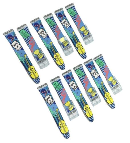 Plastic PVC Watch Band Strap Art Design Swatch Replacement Including Pins 17mm