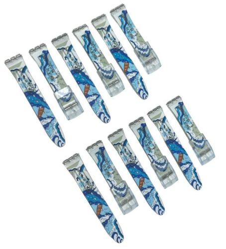 Plastic PVC Watch Band Strap Art Design Swatch Replacement Including Pins 17mm - Universal Jewelers & Watch Tools Inc.