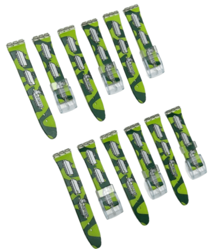 Plastic PVC Watch Band Strap Art Design Swatch Replacement Including Pins 17mm - Universal Jewelers & Watch Tools Inc.
